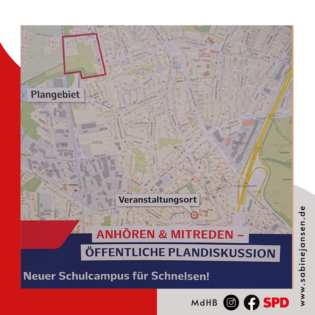 Öffentliche Information der Pläne zum Bau der neuen Schnelsener Campusschule am 26. April